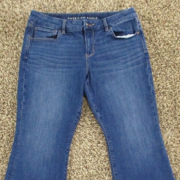 American Eagle Jeans Women's 12 X-Short Dark Wash Curvy Kick Boot Stretch Denim - Picture 3 of 8